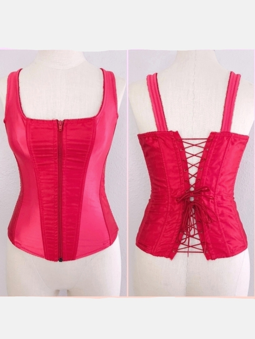 Daisy Corsets Red Satin Front Zip Corset